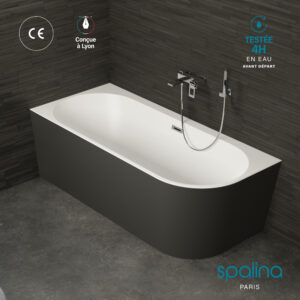 Baignoire semi-√Ælot murale CAPRI Noire Mate Gauche 170x76cm, by SPALINA