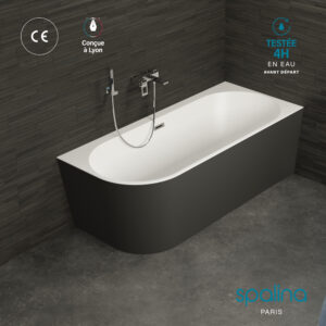 Baignoire semi-√Ælot murale CAPRI Noire Mate Droite 170x76cm, by SPALINA