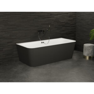 Baignoire semi-√Ælot Murale MINT 180 Noire L. 180 x l. 81 cm, by SPALINA