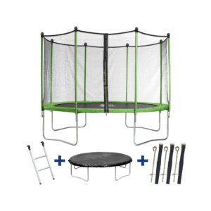 Trampoline Yoopi 2 LUXE – √ò 3.65 m – Avec filet + échelle + couverture + kit d’ancrage