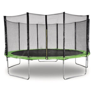 Trampoline ” Yoopi ” – √ò 4.60 m – Vert – Avec filet + échelle + couverture + kit d’ancrage