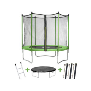 Trampoline “Yoopi 2” – √ò 1.80 m – avec filet + échelle + couverture + kit d’ancrage
