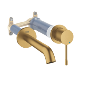 GROHE Mitigeur mural lavabo Essence Taille M Cool sunrise brossé + corps encastré