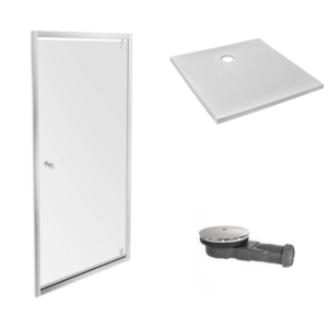 Receveur douche JACOB DELAFON Ipso 80 x 80 + paroi porte pivotante + bonde