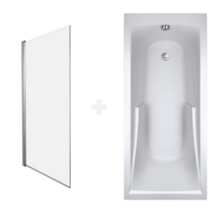 JACOB DELAFON Baignoire droite 170 X 70 Corvette + pare bain acrylique