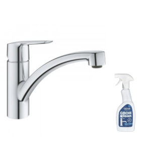 Robinet de cuisine monocommande bec bas GROHE Start 2021 + nettoyant GrohClean