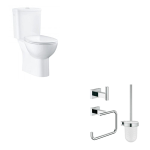 GROHE Pack WC à poser Bau Ceramic quickfix + Accessoires salle de bain Essentials Cube