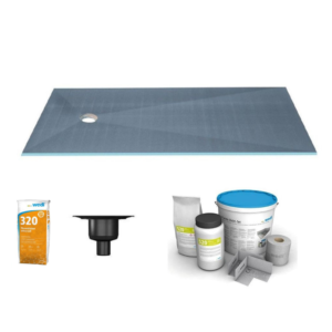 Receveur de douche à carreler 180 x 90 WEDI Fundo Primo écoulement excentré + bonde verticale + kit d’étanchéité + colle 320
