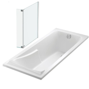 Lot baignoire droite 170 X 70 JACOB DELAFON Corvette + pare-bain 2 volets chromé