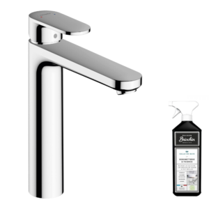 Mitigeur lavabo HANSGROHE 190 sans tirette ni vidage chrome + nettoyant Briochin