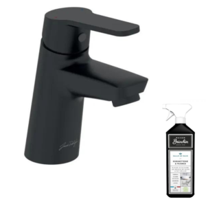 Mitigeur lavabo JACOB DELAFON Aimé avec vidage noir mat + nettoyant Briochin
