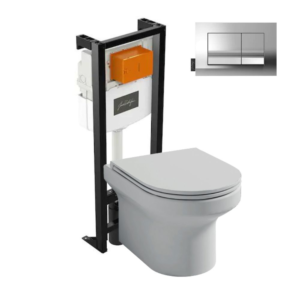Pack WC suspendu sans bride  JACOB DELAFON Elite + b√¢ti-support + plaque Chrome