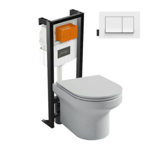 Pack WC suspendu sans bride  JACOB DELAFON Elite + b√¢ti-support + plaque Blanc brillant