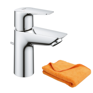 Mitigeur lavabo GROHE Quickfix Start Edge avec tirette et vidage taille S + microfibre