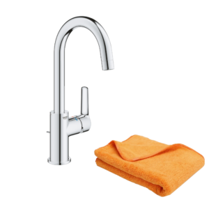 Mitigeur lavabo GROHE Quickfix Start 2021 avec tirette et vidage taille L + microfibre