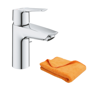 Mitigeur lavabo GROHE Quickfix Start 2021 avec tirette et vidage taille S + microfibre