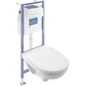 Pack WC sans bride VILLEROY ET BOCH O novo avec abattant frein de chute + b√¢ti Viconnect PRO + plaque blanche