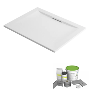 Pack receveur de douche antidérapant 120 x 90 JACOB DELAFON Flight Pure rectangle blanc + Kit d’étanchéité WEDI + Pieds