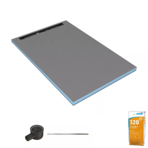 Receveur de douche à carreler 120x80cm WEDI Fundo Riolito Neo écoulement horizontal + barrette de finition 70cm +colle à carrelage