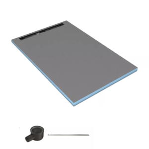 Receveur de douche à carreler 120 x 80 cm WEDI Fundo Riolito Neo avec écoulement horizontal + barrette de finition 70 cm
