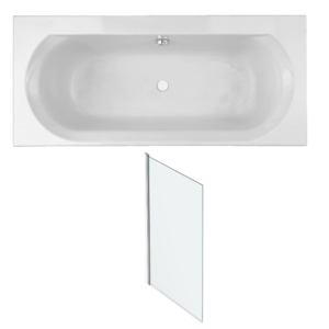 Pack baignoire droite 180 x 80 JACOB DELAFON Elise + pare bain chromé + vidage