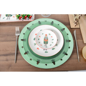 Dessous d’assiette vert brillant decor sapin par boite de – 6