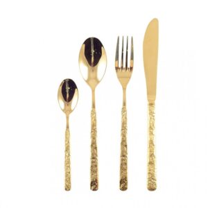 Menagere 24 pieces doree avec finition martelee