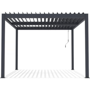Pergola bioclimatique avec led “Windsor” en aluminium 3 x 4 – Gris