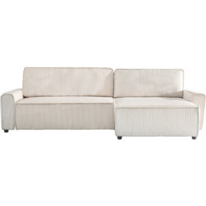 Canapé d’angle convertible et reversible en velours côtelé “Montaigne” – 3 places  – Beige