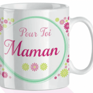 Mug “Pour toi maman” + texte à l’arrière – Porcelaine