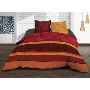 Housse de couette 220×240 + 2 taies – Pur coton 57 fils – Jade rouge