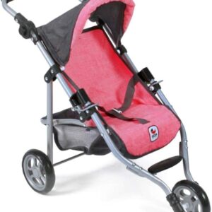 Poussette Lola pour poupée rose gris