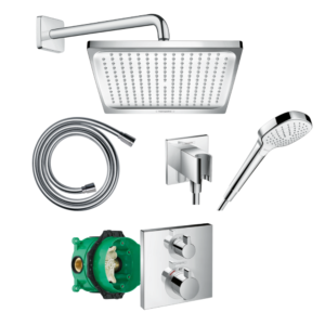 Pack de douche encastré thermostatique HANSGROHE Ecostat Square chromé