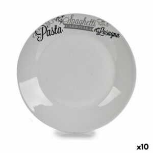 Assiette plate √ò 24,4 cm Noir Blanc Porcelaine P√¢tes (10 Unités)