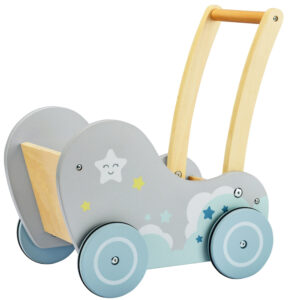 Mamabrum Trotteur  en Bois Chariot de Marche Bébé Pousse-pousse – Caddie 26 X 30 X 39 cm