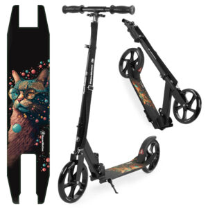 Trottinette Enfant Pliable + 7Ans, 100kg – Trottinette Adolescent Pliable en Aluminium Hauteur réglable 88/93/98cm – ABEC-7 Roues 200 mm- Noir