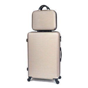 CELIMS ‚Äì Valise Grande Taille + Vanity  Valise Grande + Vanity  Taille 75cm 23kg  Serrure intégré  ABS  4 Roulettes 360  Champagne