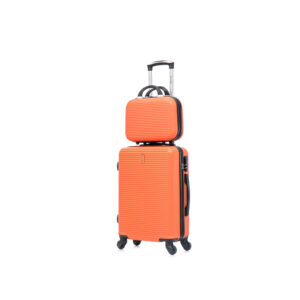 CELIMS ‚Äì Valise Cabine + Vanity  Bagage Cabine + Vanity  Taille 55cm 10kg  Serrure intégré  ABS  4 Roulettes 360  Orange