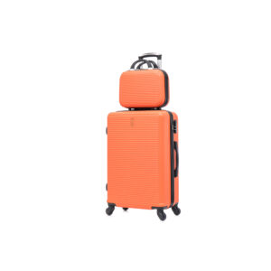 CELIMS ‚Äì Valise Moyenne + Vanity Valise Soute + Vanity  Taille 65cm 20kg  Serrure intégré  ABS  4 Roulettes 360  Orange