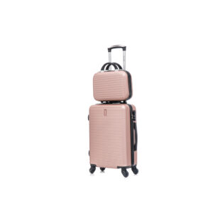 CELIMS ‚Äì Valise Cabine + Vanity  Bagage Cabine + Vanity Case  Taille 55cm 10kg  Serrure intégré  ABS  4 Roulettes 360  Noir  Rose Gold