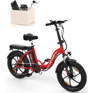 Vélo √âlectrique – HITWAY – 20″ VTT Fat Bike Electrique Adulte Pliable – BK6S – Rouge