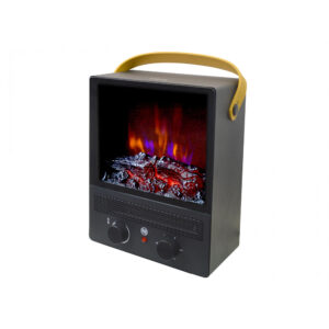 Cheminée électrique portable en acier noir et pieds
