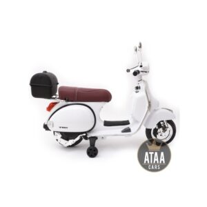 Moto VESPA officiel 12v électrique pour enfants licence Piaggio – Blanc