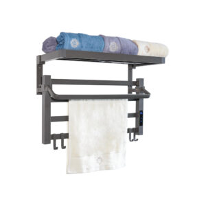 Sèche-serviettes électrique avec étagère gris anthracite 55W