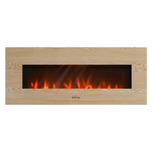 Cheminée électrique panoramique avec éclairage LED d’ambiance et panneau frontal en MDF