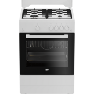 Cuisinière Beko FSG62010FW 60 cm, 4 feux gaz, four gaz 73 litres,  coloris blanc